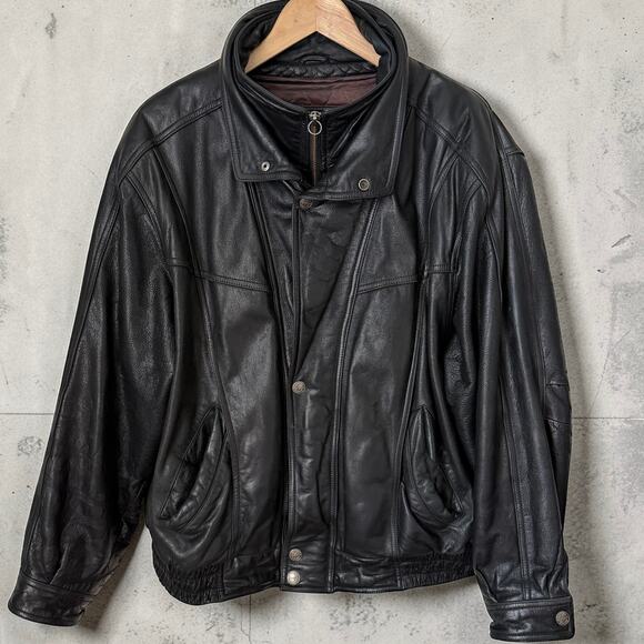 Wilson’s Leather Vintage Motorcycle Bomber Jacket XL Black Insulated